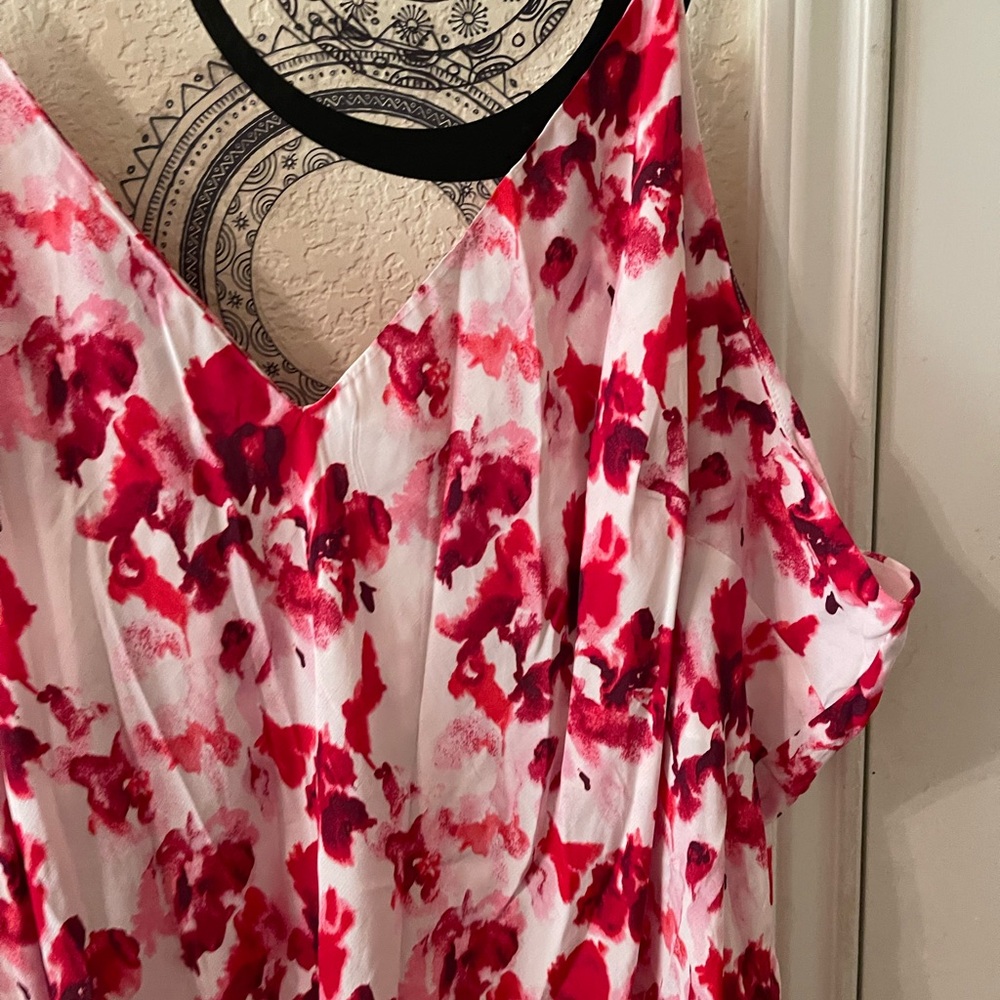 Plus Size Womens sleeveless Floral pink and White Midi Dress size 4X NEW - Picture 3 of 12
